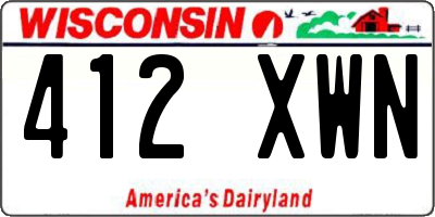 WI license plate 412XWN