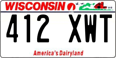 WI license plate 412XWT