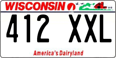 WI license plate 412XXL