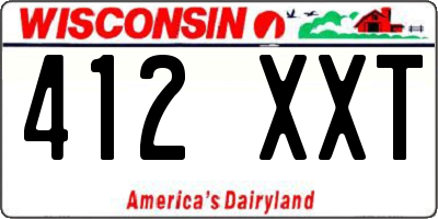 WI license plate 412XXT