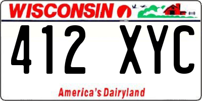 WI license plate 412XYC