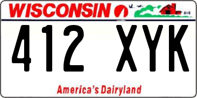 WI license plate 412XYK