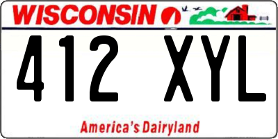 WI license plate 412XYL