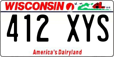 WI license plate 412XYS