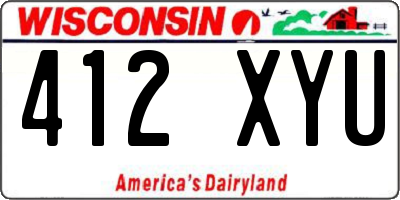 WI license plate 412XYU
