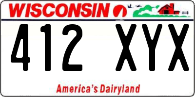 WI license plate 412XYX