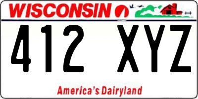 WI license plate 412XYZ