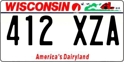 WI license plate 412XZA