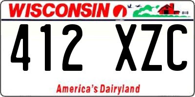 WI license plate 412XZC