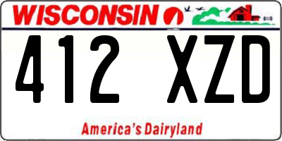 WI license plate 412XZD