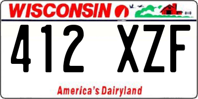WI license plate 412XZF