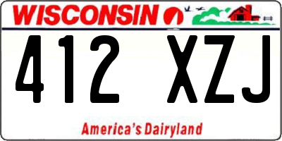 WI license plate 412XZJ