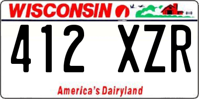 WI license plate 412XZR