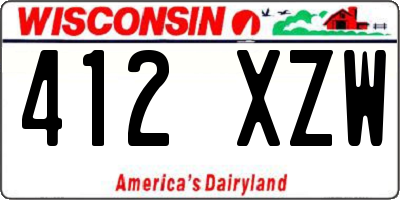 WI license plate 412XZW