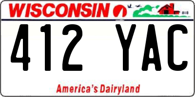 WI license plate 412YAC