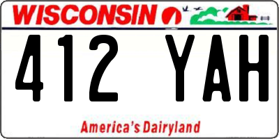 WI license plate 412YAH