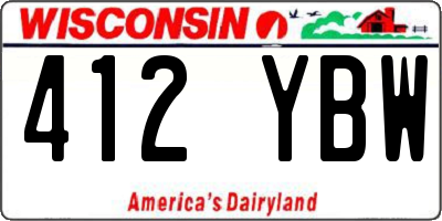 WI license plate 412YBW