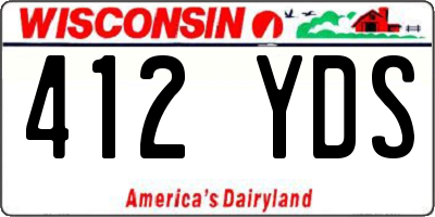 WI license plate 412YDS