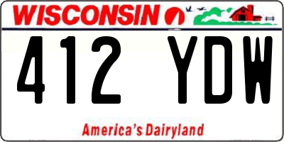 WI license plate 412YDW