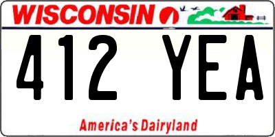 WI license plate 412YEA