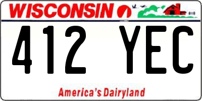 WI license plate 412YEC