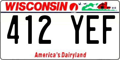 WI license plate 412YEF