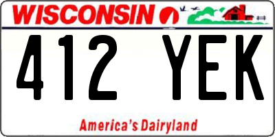 WI license plate 412YEK