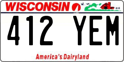 WI license plate 412YEM