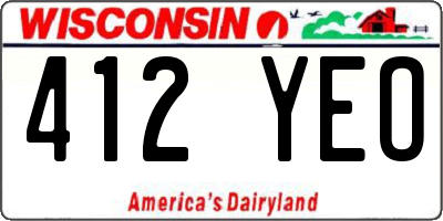WI license plate 412YEO