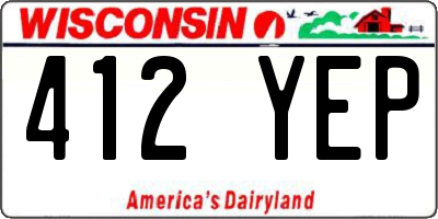 WI license plate 412YEP