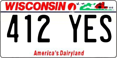 WI license plate 412YES