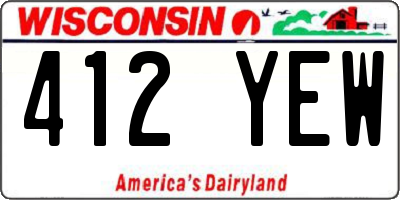 WI license plate 412YEW