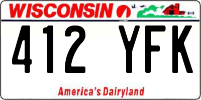 WI license plate 412YFK