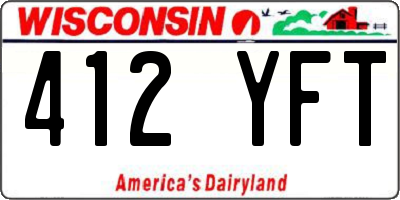 WI license plate 412YFT