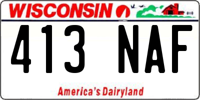 WI license plate 413NAF