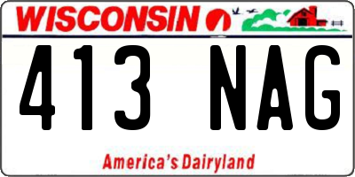 WI license plate 413NAG