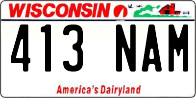 WI license plate 413NAM