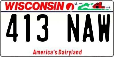 WI license plate 413NAW