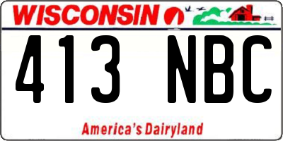WI license plate 413NBC