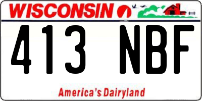 WI license plate 413NBF