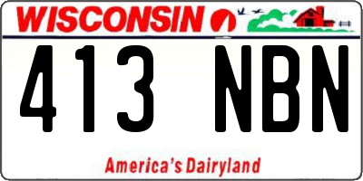 WI license plate 413NBN
