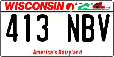 WI license plate 413NBV