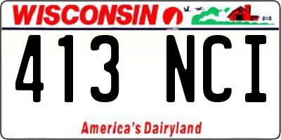 WI license plate 413NCI