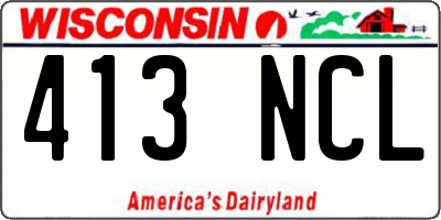 WI license plate 413NCL
