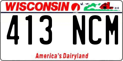 WI license plate 413NCM