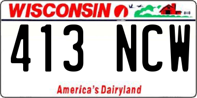 WI license plate 413NCW