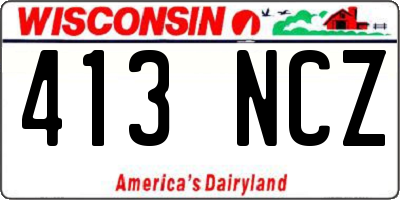 WI license plate 413NCZ