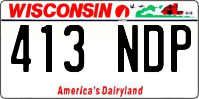 WI license plate 413NDP