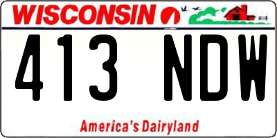 WI license plate 413NDW