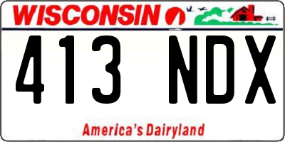 WI license plate 413NDX